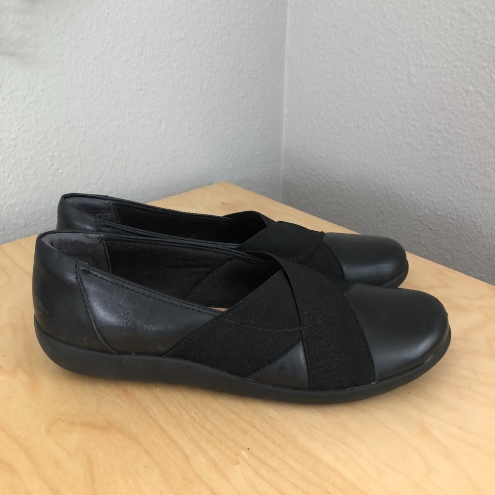 Clark's Collection Loafer Women's size 8.5 Black Ballet Flat Comfort - Picture 3 of 12